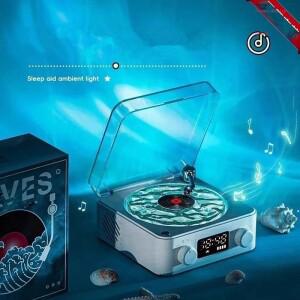 아쿠아마린 오디오 클래식 스테레오 분위기 조명 고 홈 레코드 플레이어 비닐 니치를 듣습니다.