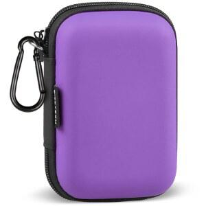[미국배송] 하드 EVA 이어버드 케이스 이어폰 휴대용 홀더 헤드폰 소형 파우치 전자 정리함 여행 가방 휴대폰 충전 케이블 코드 보스 유선 이어버드 USB 플래시 드라이브 SD 카드 - 보라색