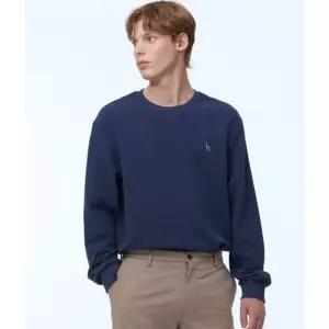 매장정품 HAZZYS 헤지스 [][스테디셀러] 네이비 단색 면 긴팔티셔츠 829001