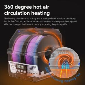호환 KINGROON 3D 필라멘트 드라이 박스 2롤 건조기 전방향 가열 조절 40-60  C 2KG 250g 스풀용)