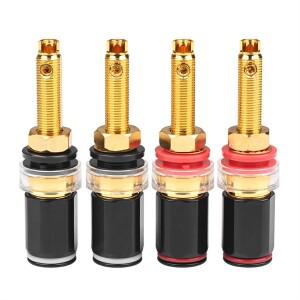Hifi 스피커 터미널 바인딩 포스트 순수 구리 골드 도금 앰프 커넥터 여성 바나나 잭 플러그용 4 개
