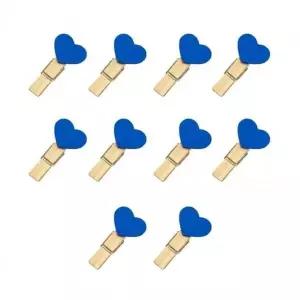 [셀러에이드]세트 나무 집게 블루 우드 사진 하트 포라로이드 10p