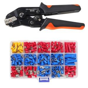 1세트 SN-02C 와이어 크림핑 툴 키트 AWG 23-13 280피스 절연 전기 커넥터 링 스페이드 케이블매트 카펫 러