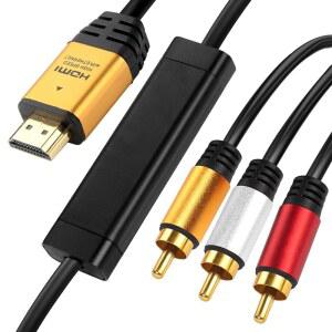 [미국배송] HDMI에서 RCA까지 10피트 케이블(IC 포함) HDMI 남성에서 3-RCA GD AV 케이블 비디오 오디오 구성 요소 변환기 어댑터 1080P 케이블(TV HDTV DVD용)