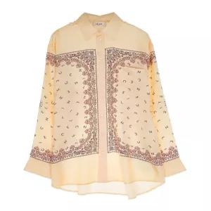 [엘러브] 새상품  실크 트윌 오버사이즈 셔츠 34 옐로우/멀티컬러 6ET0130