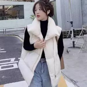 데일리 여성 패딩 조끼 루즈핏 여자 오버핏 조끼 아우터 하이넥