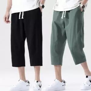 [골드스마일]남성용 린넨 허리 밴딩 7부 팬츠 여름 바지