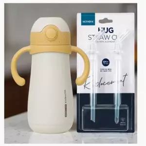 세척 편한 빨대컵 식품용 실리콘 양손컵 불컵 물병 빨대 리필 2p