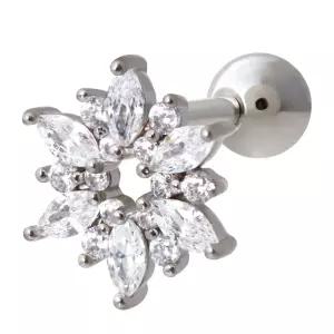 써지컬 스틸 눈꽃 큐빅 패션 피어싱 한쪽