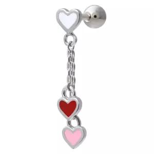 써지컬 스틸 드롭 하트 체인 패션 피어싱 한쪽