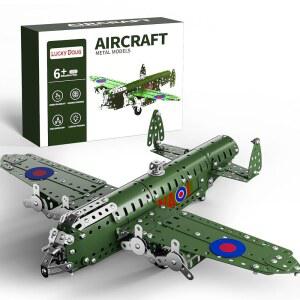 럭키 더그 STEM 빌딩 프로젝트 모형 비행기 세트 - 389피스 장난감, 조립 과학 키트 교육용 군용 장난감 선물, 8 9 10 11 12-16세