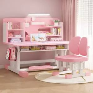 소형 학습용 책상 의자 세트 핑크 60cm 수납 공부 테이블