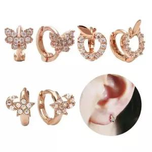14K 금 귀찌 큐빅 로즈골드 링 피어싱 귀걸이 3종 택1 W5D030B