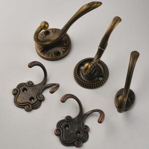 유럽 레트로 복고풍 엔틱 더블 후크 아연 합금 옷장 코트 하드웨어 의류 금속 벽걸이