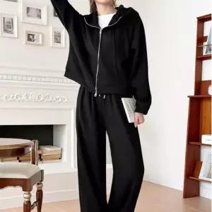 [신세계라이브쇼핑][옷자락] 여성 투웨이 기모 후드집업 와이드 트레이닝 세트