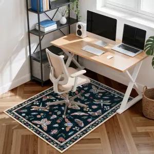 하드우드 바닥/타일용 아니다로엘 36 x48 사무용 의자 매트 검은색 곤충 프린트 책상 바닥 미끄럼 방지