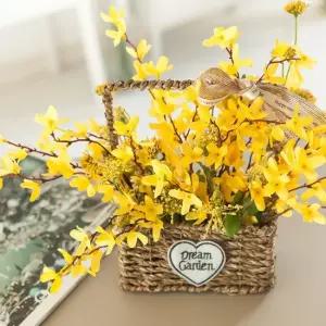 개나리 조화 바구니 드림 set 25cm 인테리어 봄 꽃 테이블 장식 소품 행사 꾸미기