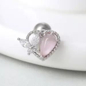 [라일리쥬얼리] Rly 써지컬 스틸 핑크 나비 하트 패션 피어싱