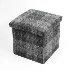 스툴스 수납의자 체크 그레이 수납스툴 사각 (WFHJFDO)