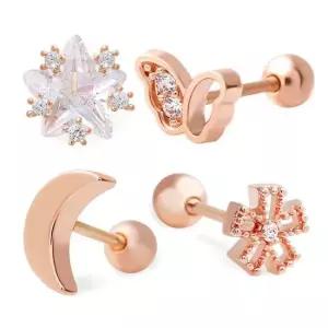 14K 금침 큐빅 꽃 별 달 나비 바 피어싱