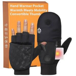 남성용 겨울용 손가락 없는 장갑 손난로 포켓이 컨버터블 사진 촬영용 러닝