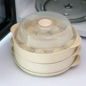 전자레인지용 손잡이 스팀 찜기 2단 만두 야채 조리용기