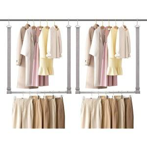 STO 스토 옷장 걸이봉, 길이 및 높이 조절 가능한 막대, 옷 걸이용 공간 절약형 익스텐더 웨빙, 2팩