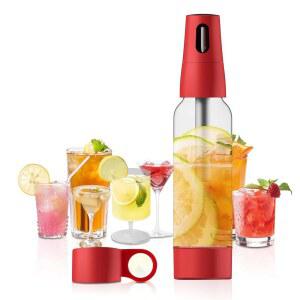 스파클링 워터 메이커, 1리터 페트 탄산음료 병이 포함된 휴대용 탄산음료 메이커, 맛 음료용 탄산음료 메이커, 탄산음료 기계(빨간색)