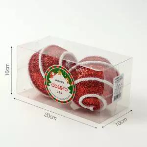 글리터 장식볼 화이트라인 2개 10cm 반짝이볼성탄절 트리꾸미기 소품 크리스마스 오너먼트 파티용품