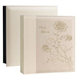 아트매그 포토 피쿠트레 앨범 4x6 500장 사진, 초대형 용량 가죽 커버 웨딩 가족 사진 앨범, 블랙 페이지가 있는 가로 및 세로 500장(베이지) 보유