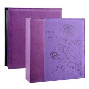 아트매그 사진 앨범 4x6 1000장 사진, 대용량 웨딩 패밀리 가죽 커버 앨범, 블랙 페이지가 있는 가로 및 세로 사진(보라색) 보유