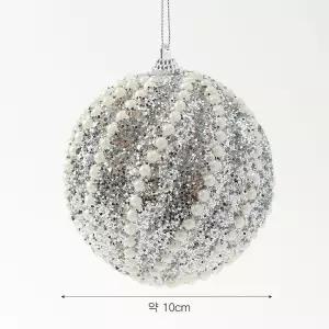 글리터 장식볼 볼륨진주 2개 10cm 소품성탄절 트리꾸미기 크리스마스 오너먼트 파티용품