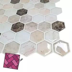 고품질 B월타일스티커 515 육각베이지 대리석 스티커타일 타일스...