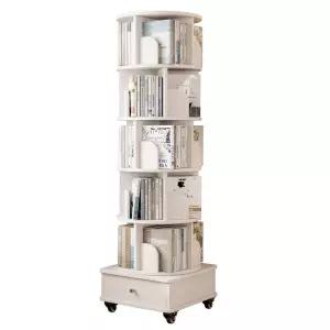 원목 책장 360도 이동식 거실 책꽂이 회전