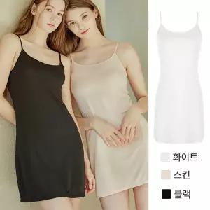 실크 감촉 부드러운 여성 슬립 인견 끈 조절 나시 런닝 원피스 이너 여자 잠옷 미