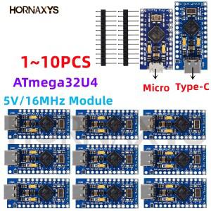 1-10pcs Pro Micro ATmega32U4 5V16MHz 모듈 Leonardo TYPE-C USB 용 2 행 핀 헤더 포함 Arduino  품질