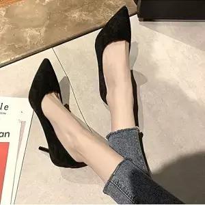 [엄지척]구두 스웨이드 미들힐 기본 하객 힐 뾰족앞코 얇은굽