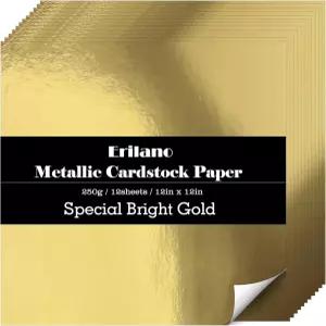 에릴라노 골드 카드스탁 페이퍼 12x12 인치 스크랩북 청첩장 카드 제작 파티 장식용 12매 중량