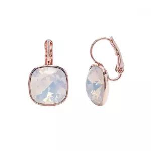 esg2167 12mm 화이트 오팔 사각 오스트리아 크리스탈 로즈골드 원터치 귀걸이