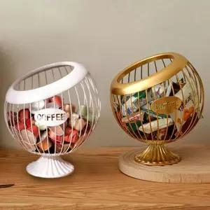 프리미엄 북유럽 엔틱 캡슐커피 사탕 과자 보관 바스켓 인테리어 스틸 보관함 인테리어수납함 커피바구니