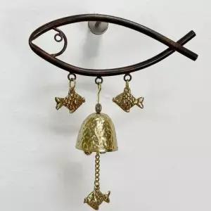 동파이프 물고기 3P 황동 문종 수작업 도어벨 풍경종 WC7A31B