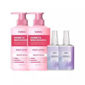 [쿤달]쿤달 퓨어 바디로션 화이트머스크 500ml x2개+바디미스트 화이트머스크 128ml x2개