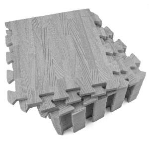 테베리 16피스 프린트 우드 그레인 연동 바닥 타일 3/8인치 두꺼운 EVA 폼 그레이 퍼즐 매트