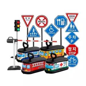 유아반 교통놀이용 오륜바퀴 붕붕카 4종 표지판 풀세트 사회성발달 신호등 5세 푸시카