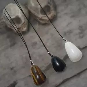 여성용 핸드메이드 원석 실버 롱 목걸이 기념일 선물