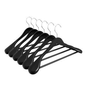 미끄럼 바지, 코트 W 슈트용 걸이, 우드 자켓, 360 바지 바가 걸이, 후크, 9인치 17.3인치 솔리드 코트, ABHENG 바지, 듀티 x 있는 방지 회전 와이드, 헤비 블랙 H, 6팩, AWY0406B 수트