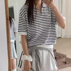 피케반팔티 스트라이프맨투맨 시보리 여성 아방 배색