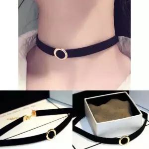 패션 포인트 싱글라운드 초커 스웨이드 블랙