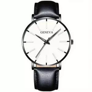 제네바 비즈니스 아날로그 가죽 패션 바늘 초 손목 시계