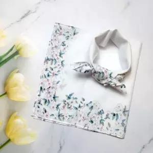 화이트 손수건 순면 플라워 WFK1OOB